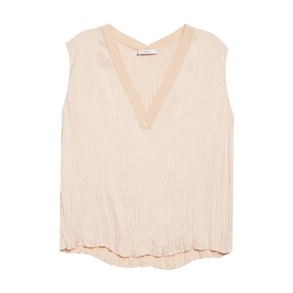NWT VINCE Crushed Sleeveless Double V-neck Blouse - Picture 6 of 9